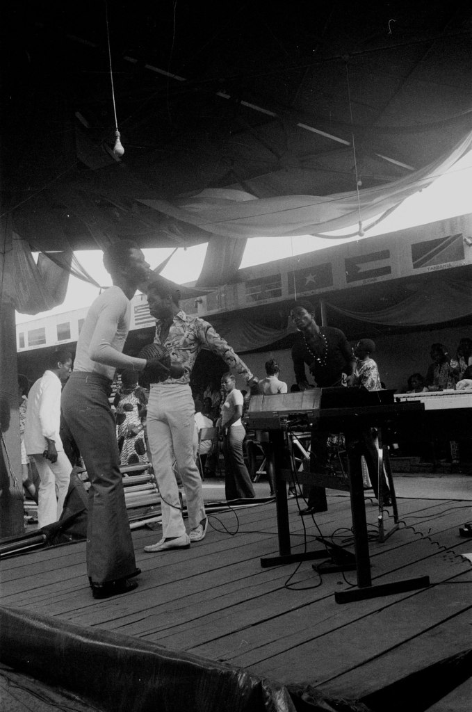 fela and band dancing and playing at the shrine lagos