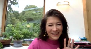 Natalie hume waving zoom book launch