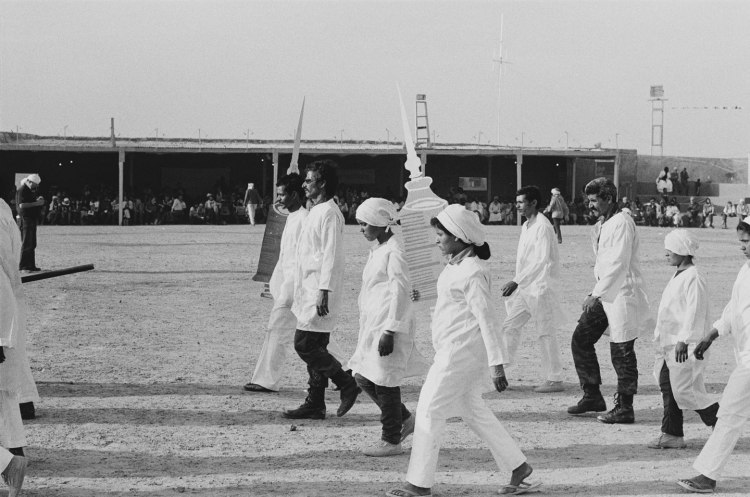 middle of medical parade syringe cut outs polisario ten year celebration western sahara 1986